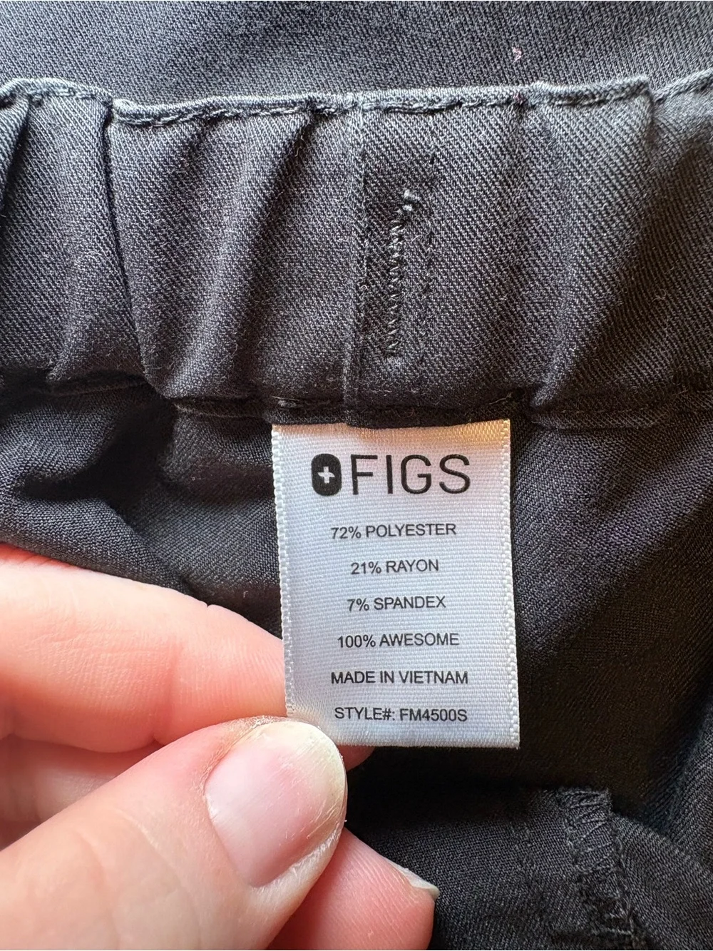 FIGS Pisco Straight Leg Scrub Pants Black Small Short S/S